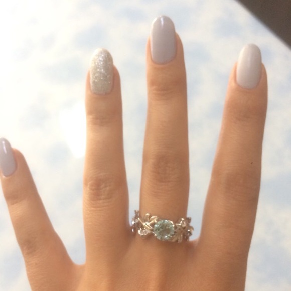 New Silver and Blue Floral Ring - Picture 6 of 7